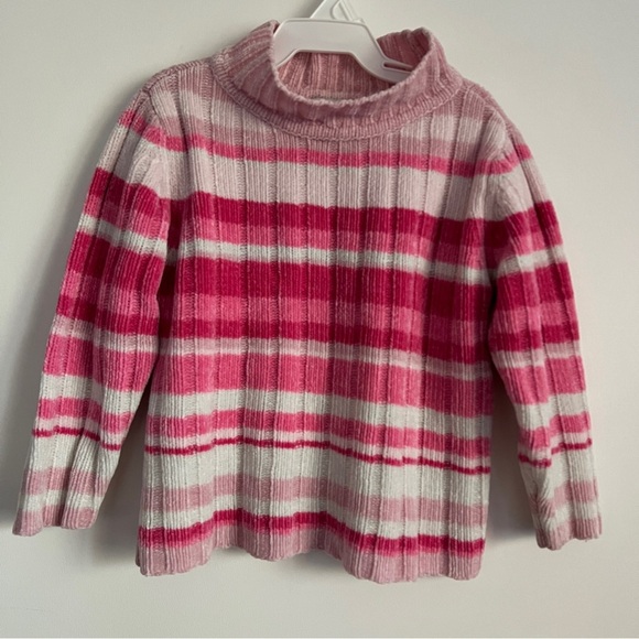 Vintage Covington Kids Chenille Striped Pink Mock Turtle Neck Sweater-Size 3T - Picture 2 of 6
